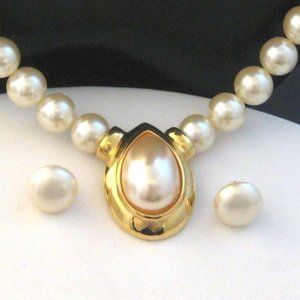 Napier faux Pearl Necklace & post Earrings